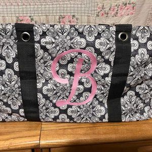 Large Utility Tote with Pastel Pink "B" Personalization
